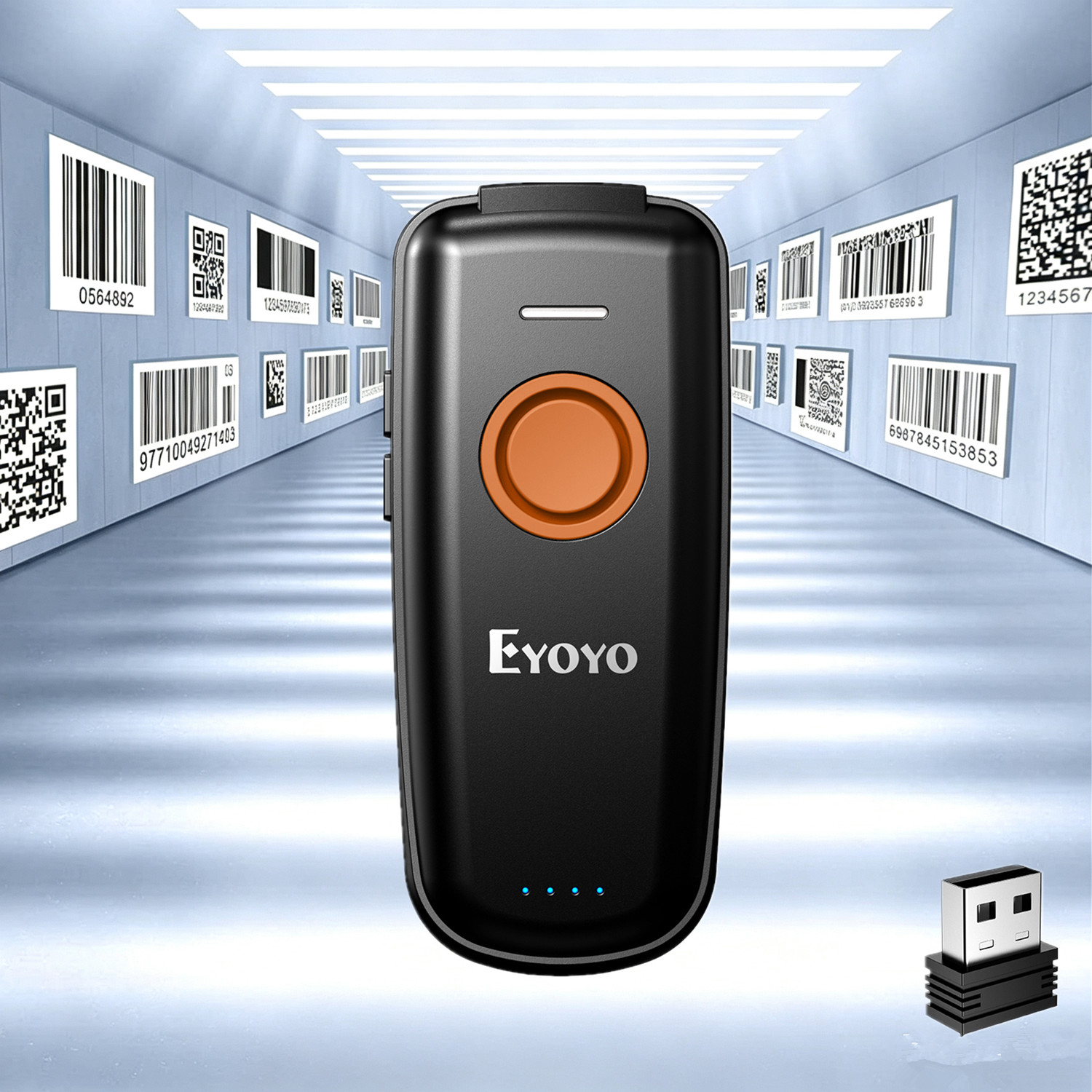 Barcode Scanner Wireless - Мини-сканер штрих-кодов EYOYO 1D, беспроводной сканер